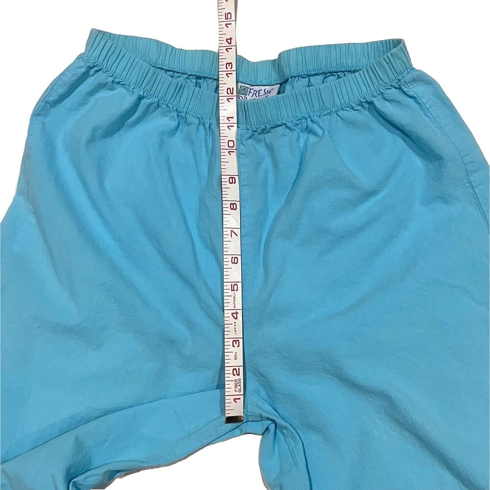 Fresh Produce Light Aqua Blue Cropped Elastic Waist Cotton Pants Sz M Pockets - Picture 8 of 8